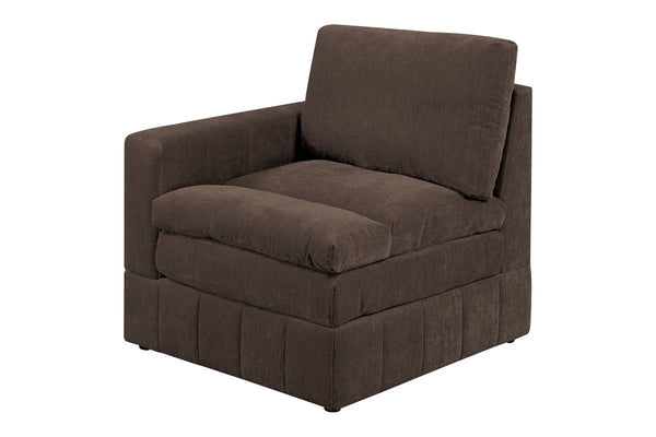 English Elm 1pc LAF/RAF One Arm Chair Modular Sectional Piece Plush Triple-Tier Pillow-Top Suede Mink Comfort B011126612