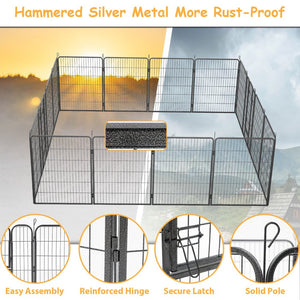 English Elm Dog Exercise Pen 16 Panel Wrought Iron Yard Enclosure 40 Inch Portable Outdoor Fence W1422112801