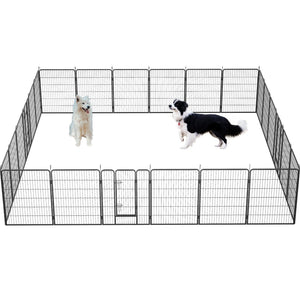 English Elm Dog Playpen 24 Panel Metal Enclosure with Lockable Doors for Indoor Outdoor Use W1422S00023