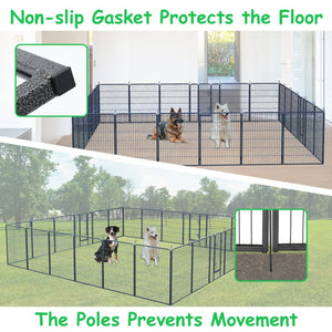 English Elm Dog Playpen 24 Panel Metal Enclosure with Lockable Doors for Indoor Outdoor Use W1422S00023