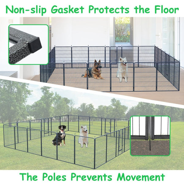 English Elm Dog Playpen 24 Panel Metal Enclosure with Lockable Doors for Indoor Outdoor Use W1422S00023