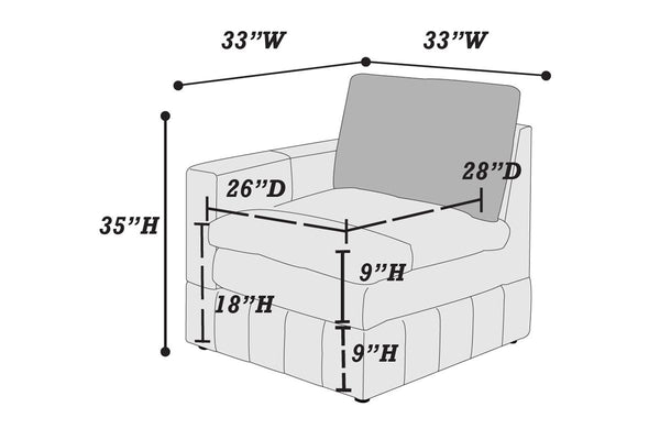 English Elm 1pc LAF/RAF One Arm Chair Modular Sectional Piece Plush Triple-Tier Pillow-Top Suede Mink Comfort B011126612