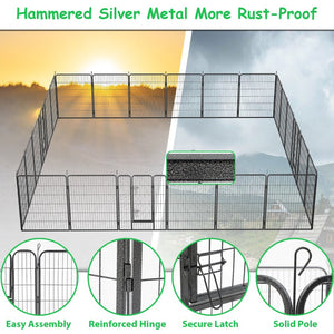 English Elm Dog Playpen 24 Panel Metal Enclosure with Lockable Doors for Indoor Outdoor Use W1422S00023