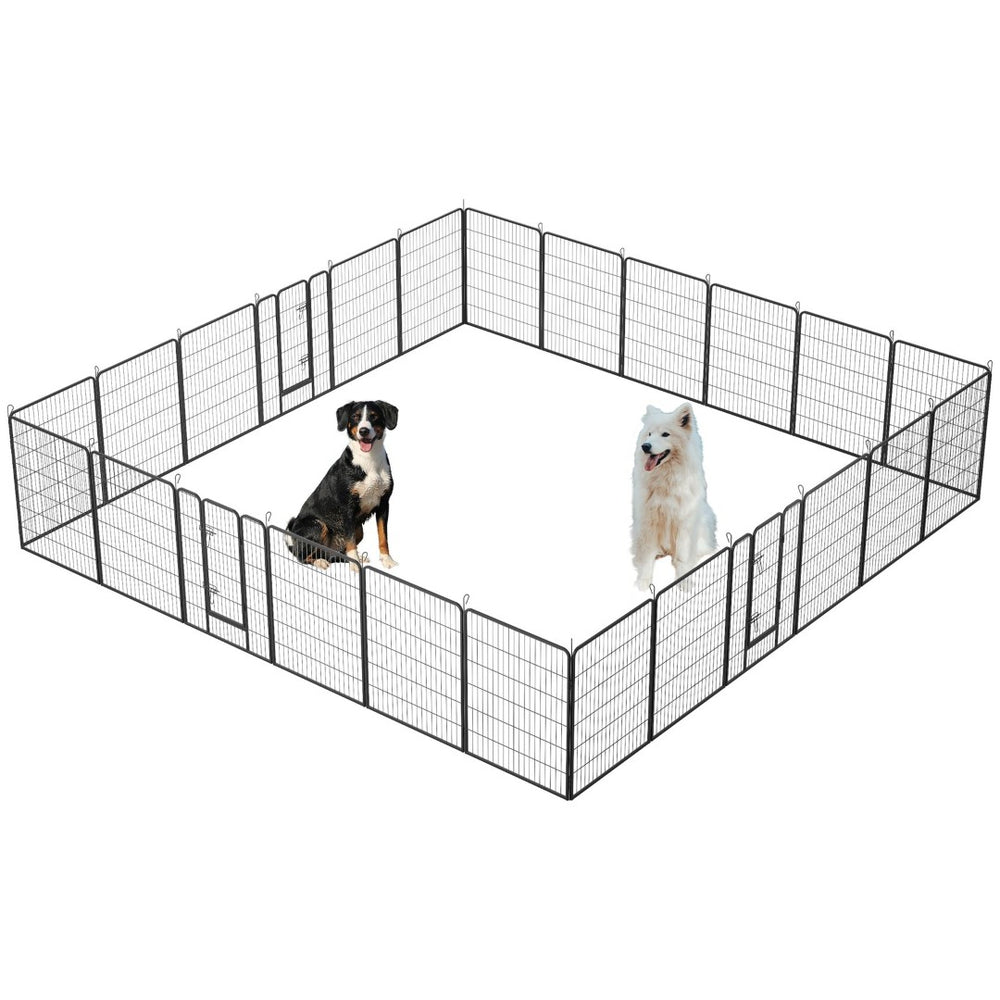 English Elm Dog Playpen 24 Panel Metal Enclosure with Lockable Doors for Indoor Outdoor Use W1422S00023
