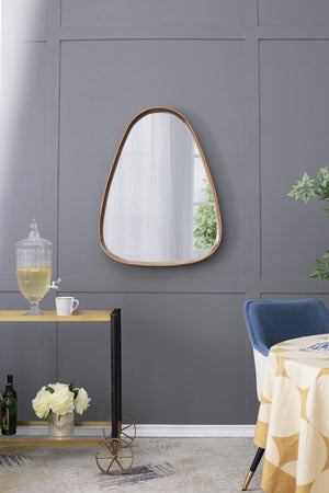 English Elm 30"x38" Organic Shaped Pine Wood Wall Mirror for Entryway Living Room or Bath W2078126451