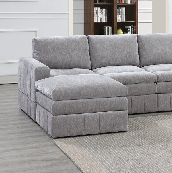English Elm Contemporary 5-Piece Modular Sectional Set In Granite - Versatile Plush Seating For Modern Living Rooms B011S00470