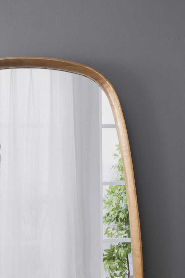 English Elm 27"x37" Organic Pine Wood Framed Wall Mirror Curved Silhouette for Modern Entryways W2078126452