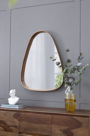 English Elm 30"x38" Organic Shaped Pine Wood Wall Mirror for Entryway Living Room or Bath W2078126451