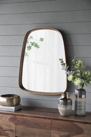 English Elm 27"x37" Organic Pine Wood Framed Wall Mirror Curved Silhouette for Modern Entryways W2078126452