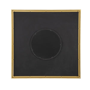 English Elm 40" Square Carved Pleated Wall Mirror Gold Iron Frame Sculptural Living Room Accent Black W2078126758