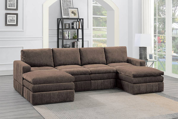 English Elm Contemporary 6-Piece Modular Sectional Set - Plush Comfort With Versatile Layouts In Mink/Granite B011S00461