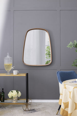 English Elm 27"x37" Organic Pine Wood Framed Wall Mirror Curved Silhouette for Modern Entryways W2078126452