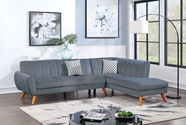 English Elm SECTIONAL Plush Velvet 2-Piece Sofa with RAF Chaise and Solid Wood Frame, 111"W x 33"H Stylish Dark Gray 75 L x 33 W x 17 H B089S00160