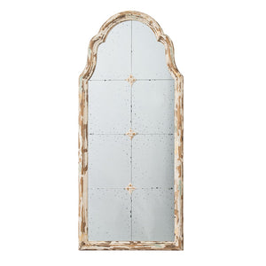 English Elm 22" Arched Wall Mirror Cream Gold Wood Frame Moorish Pane Grid Entryway Decor W2078P155651