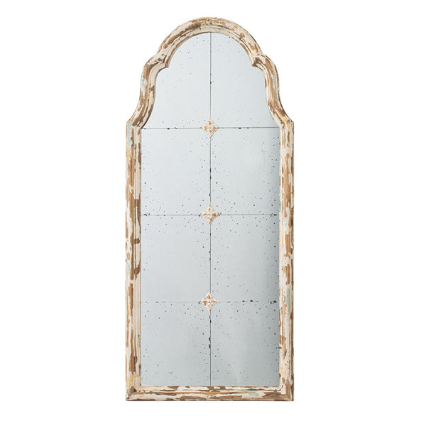 English Elm 22" Arched Wall Mirror Cream Gold Wood Frame Moorish Pane Grid Entryway Decor W2078P155651