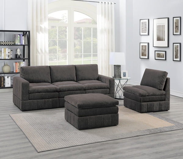 English Elm Contemporary 5-Piece Modular Sofa Set With Plush Morgan Fabric, Versatile Seating For Modern Living B011S00463