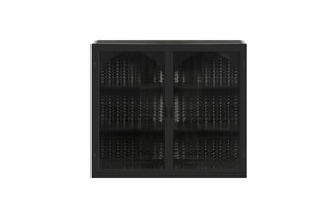 English Elm 27.56"Glass Modern Two-Door Wall Cabinet With Woven Pattern - Stylish Storage For Any Room, Black W757119331
