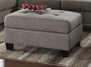 English Elm Modern 3-Piece Sectional Sofa with Reversible Chaise and Ottoman, Tufted Linen-Like Fabric, Stud Trim Coffee 33 L x 15 W x 82 H B011S00471
