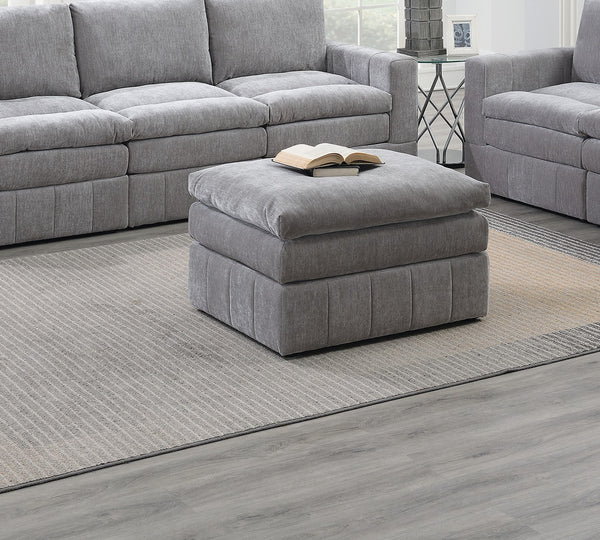 English Elm Contemporary Ottoman with Plush Triple-Tier Pillow-Top Seating, Suede-Like Mink Fabric, Modern Chic Grey 32 L x 26 W x 11 H B011126791
