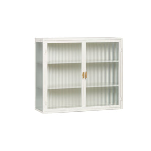 English Elm 27.56"Glass Modern Two-Door Wall Cabinet With Stylish Fluted Glass Doors For Organized Storage Solutions W757119328