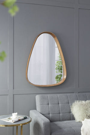 English Elm 30"x38" Organic Shaped Pine Wood Wall Mirror for Entryway Living Room or Bath W2078126451