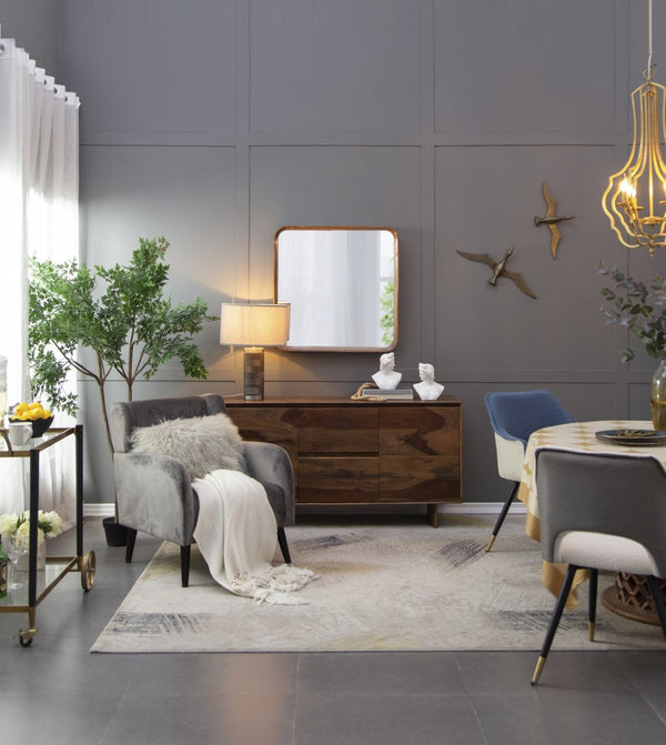 English Elm 32"x32" Pine Wood Framed Square Wall Mirror Organic Minimal Style for Any Room W2078126453
