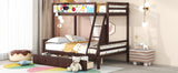 Hearth and Haven Twin over Full Bunk Bed with Whiteboard, 3 Hooks and 2 Drawers, Espresso