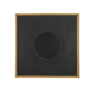 English Elm 40" Square Carved Pleated Wall Mirror Gold Iron Frame Sculptural Living Room Accent Brown W2078126759