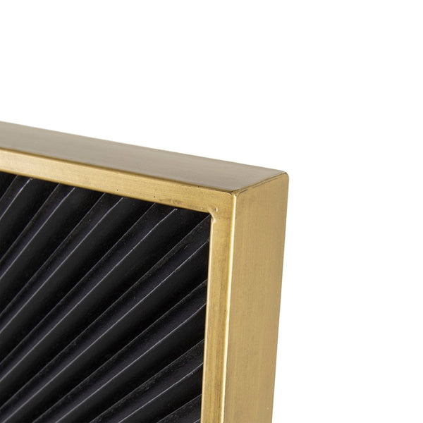English Elm 40" Square Carved Pleated Wall Mirror Gold Iron Frame Sculptural Living Room Accent Black W2078126758