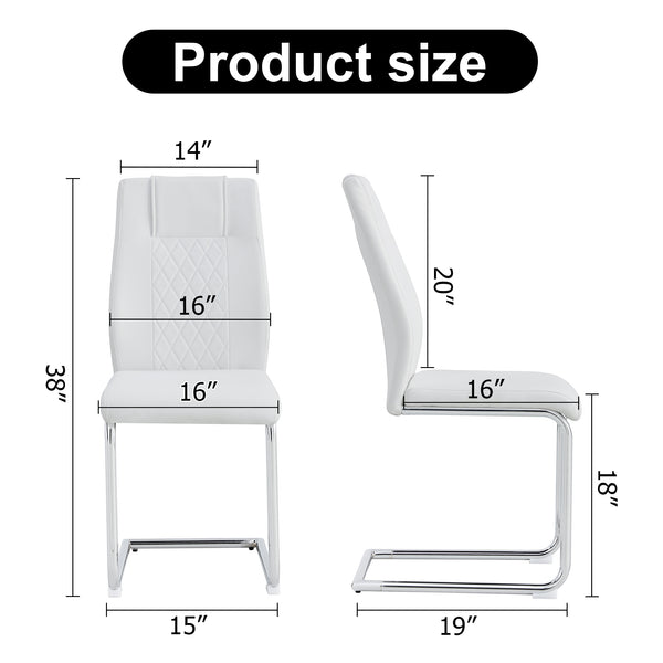 English Elm Modern Padded Dining Chair with Faux Leather Upholstery and Metal Legs — Comfortable, Easy Assembly, Floor-Protecting Feet, Set of 4 White W115168230