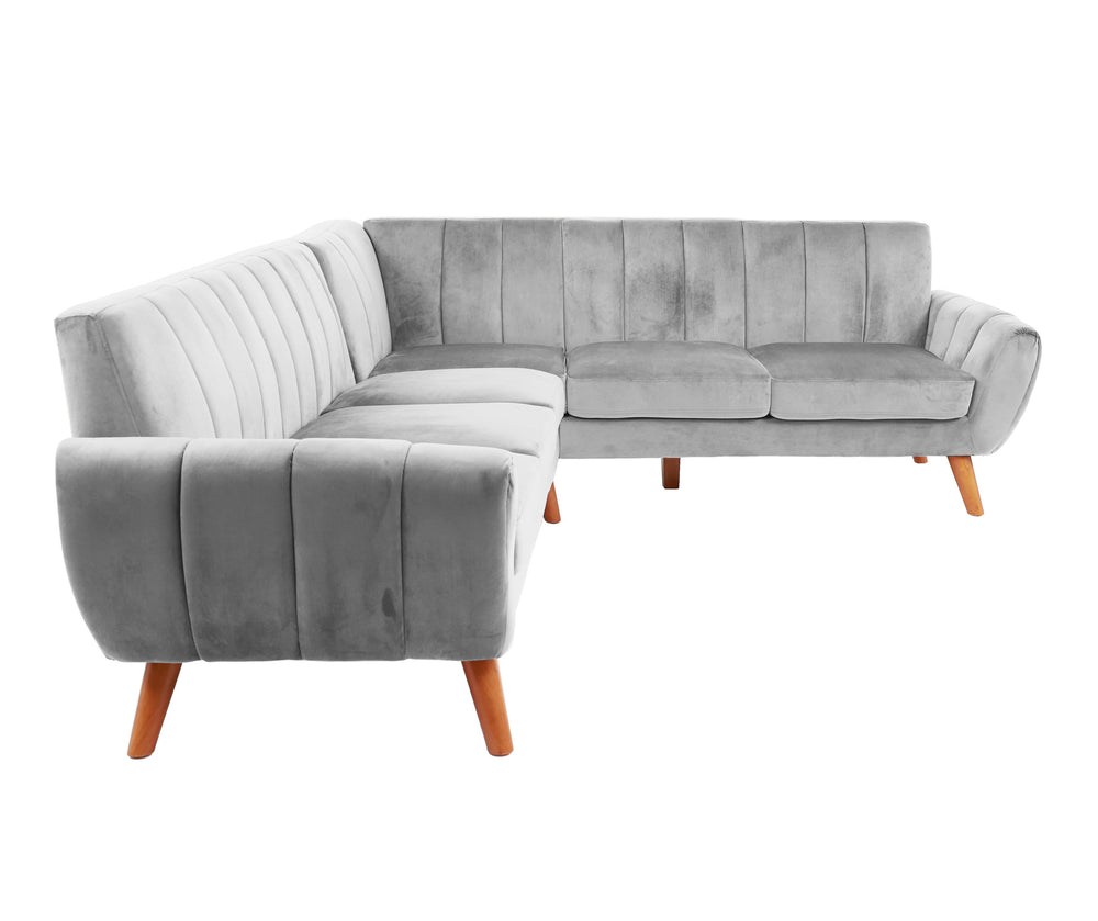 English Elm SECTIONAL Plush 2PC Velvet Sofa in Light Gray — 111"W x 85"D x 33"H, Wood Frame, Modern Comfort Appeal B089S00165