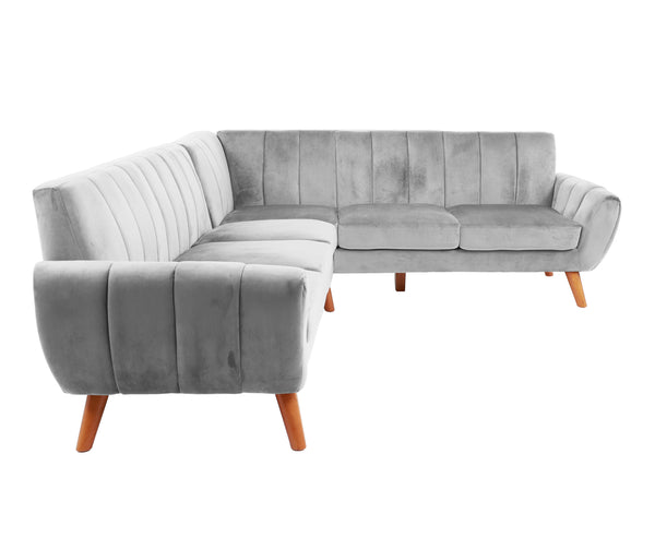 English Elm SECTIONAL Plush 2PC Velvet Sofa in Light Gray — 111"W x 85"D x 33"H, Wood Frame, Modern Comfort Appeal B089S00165