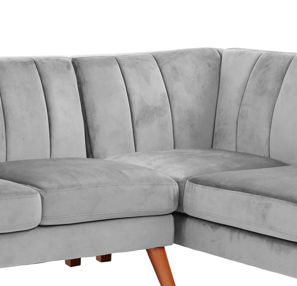 English Elm SECTIONAL Plush 2PC Velvet Sofa in Light Gray — 111"W x 85"D x 33"H, Wood Frame, Modern Comfort Appeal B089S00165