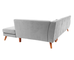 English Elm SECTIONAL Plush Velvet 2-Piece Sofa Set with RAF Chaise and Solid Wood Frame, Spacious Comfort Light Gray 75 L x 33 W x 17 H B089S00162