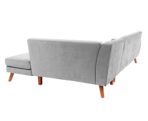 English Elm SECTIONAL Plush Velvet 2-Piece Sofa Set with RAF Chaise and Solid Wood Frame, Spacious Comfort Light Gray 75 L x 33 W x 17 H B089S00162