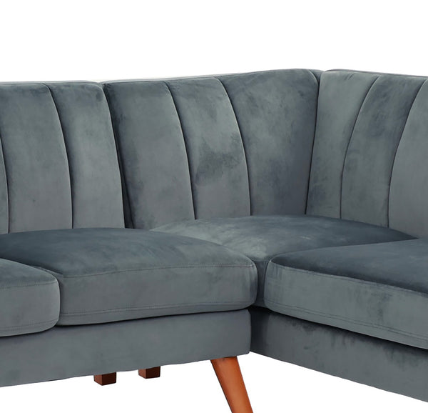 English Elm SECTIONAL Plush Velvet 2-Piece Sofa Set with RAF Chaise and Solid Wood Frame, Spacious Comfort Dark Gray 85 L x 33 W x 26 H B089S00163