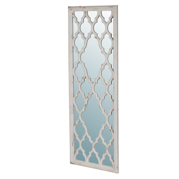 English Elm 24" Distressed White Full Length Floor Mirror Carved Fir Wood Frame Farmhouse Bedroom W2078126756