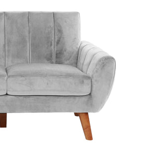 English Elm SOFA Plush Velvet 2-Piece Set with Solid Wood Frame, Tufted Back, Comfortable Deep Seats for Living Room Light Gray 57 L x 32 W x 17 H B089S00168