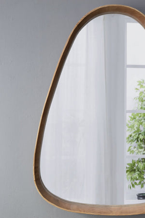 English Elm 30"x38" Organic Shaped Pine Wood Wall Mirror for Entryway Living Room or Bath W2078126451