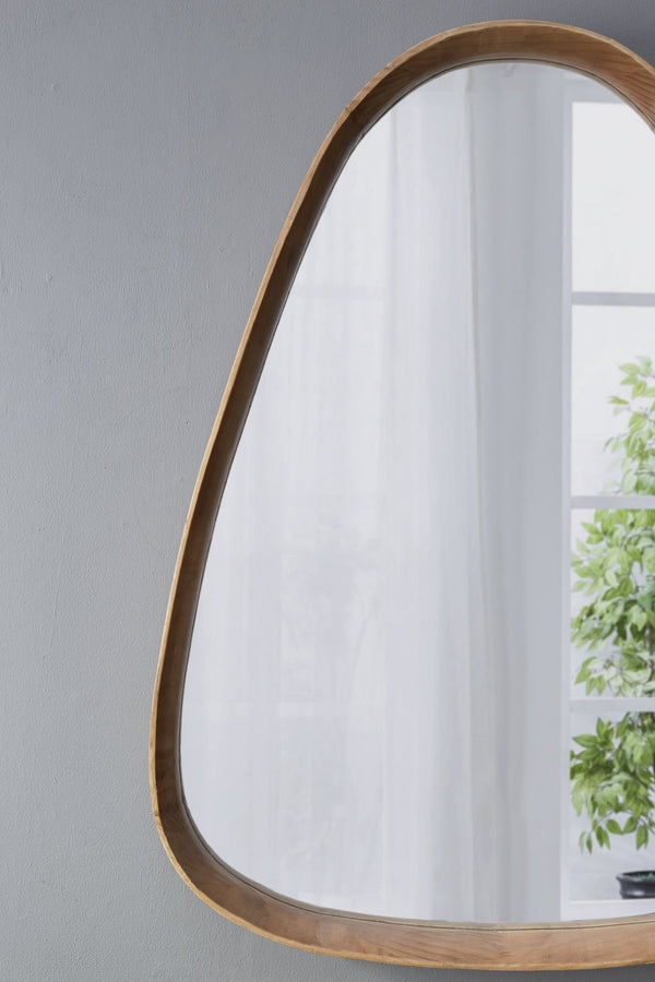 English Elm 30"x38" Organic Shaped Pine Wood Wall Mirror for Entryway Living Room or Bath W2078126451