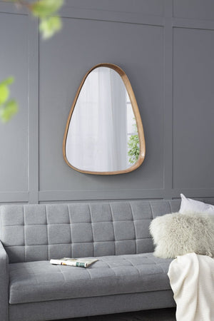 English Elm 30"x38" Organic Shaped Pine Wood Wall Mirror for Entryway Living Room or Bath W2078126451