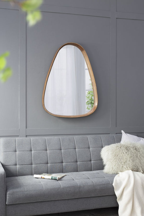 English Elm 30"x38" Organic Shaped Pine Wood Wall Mirror for Entryway Living Room or Bath W2078126451