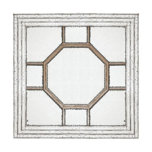 English Elm 48"x48" Layered Mirrored Frame Square Wall Mirror Weathered Gold Glam Living Room W2078126897