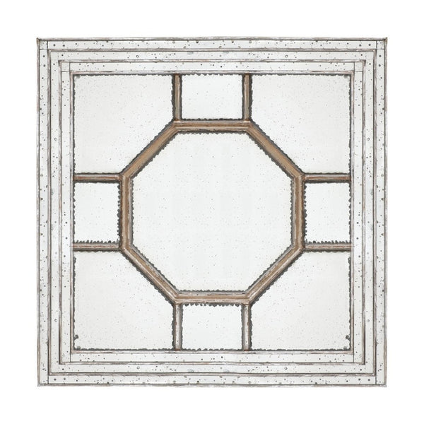 English Elm 48"x48" Layered Mirrored Frame Square Wall Mirror Weathered Gold Glam Living Room W2078126897