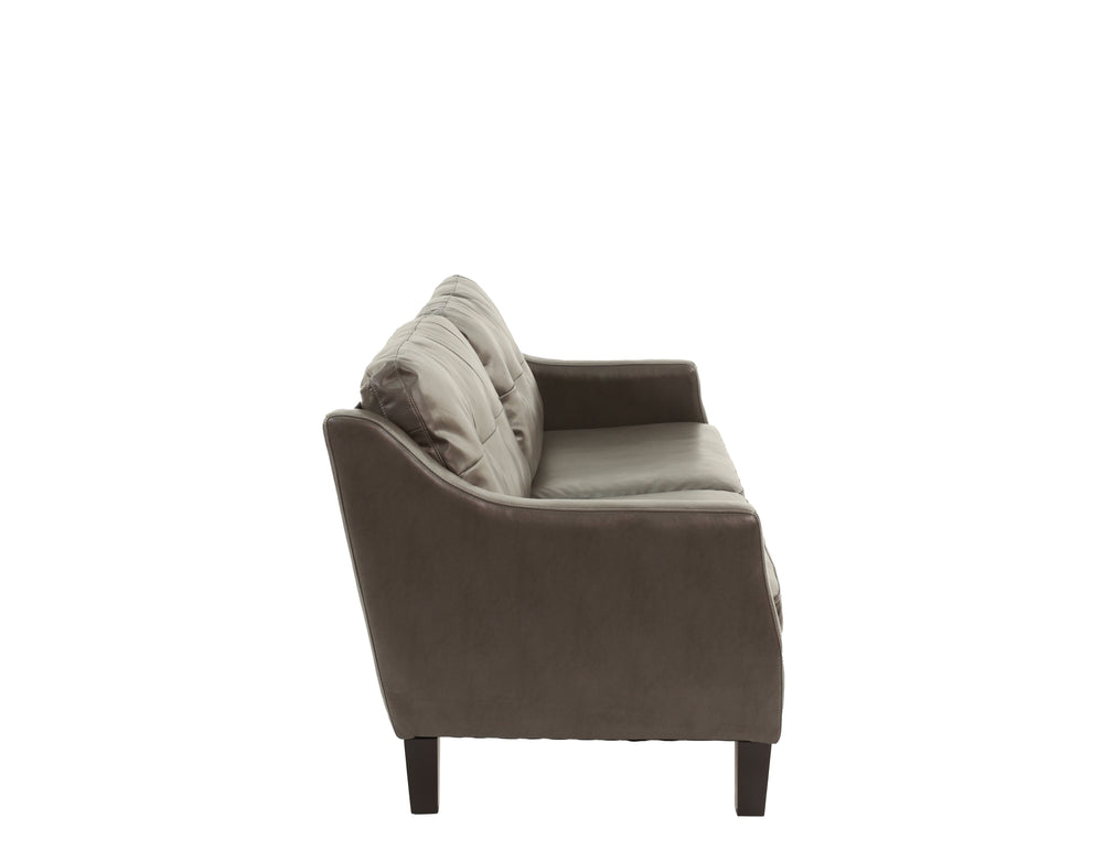 English Elm SOFA 2PC Set Gray Faux Leather Loveseat & Sofa 78"+55" Wood Frame Durable Leatherette Comfort Stylish B089S00170