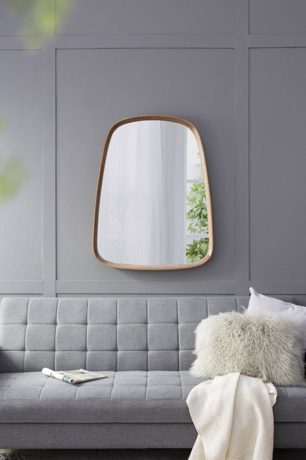 English Elm 27"x37" Organic Pine Wood Framed Wall Mirror Curved Silhouette for Modern Entryways W2078126452