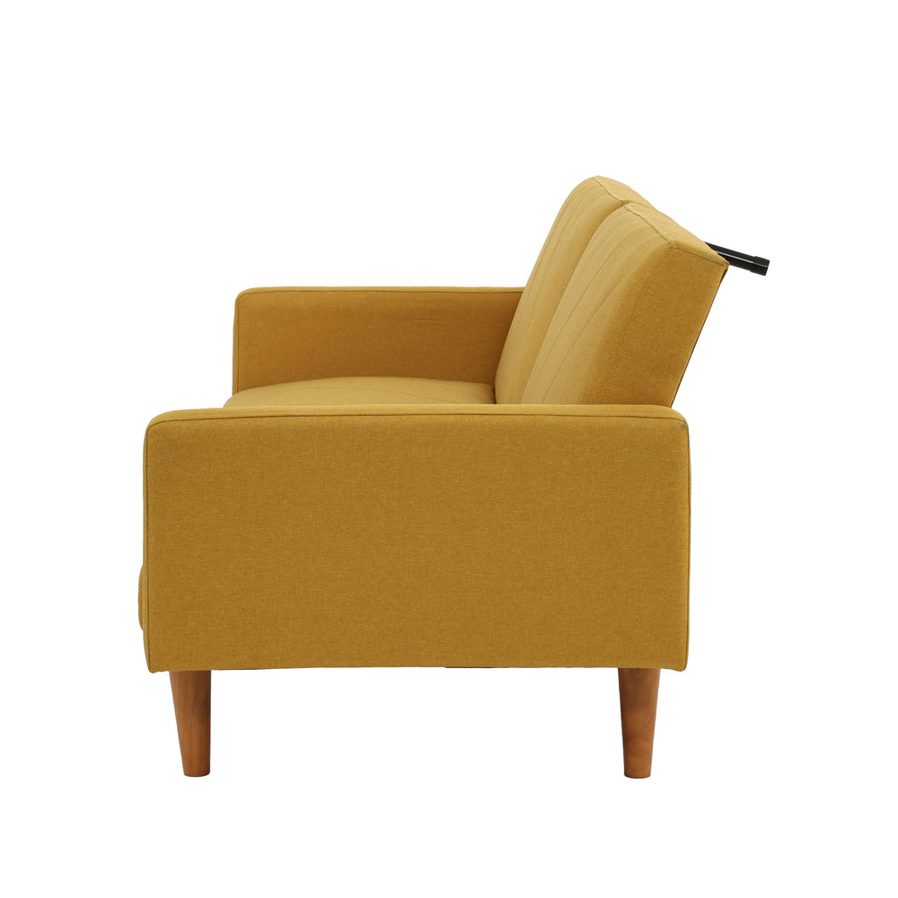 English Elm Adjustable Sofa In Mustard Fabric - Modern, Multi-Position Design For Comfort & Versatile Living Spaces B089127414