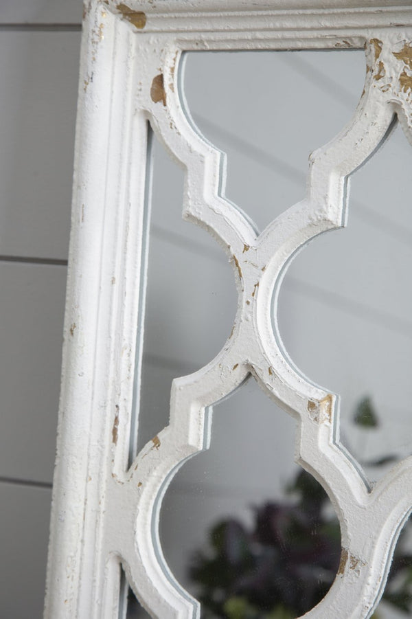 English Elm 24" Distressed White Full Length Floor Mirror Carved Fir Wood Frame Farmhouse Bedroom W2078126756