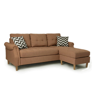 English Elm SECTIONAL Modern Black Faux Leather Sofa with Wood Frame, Plush Fabric Upholstery, Compact 87" Light Coffee 86 L x 34 W x 23 H B089127405