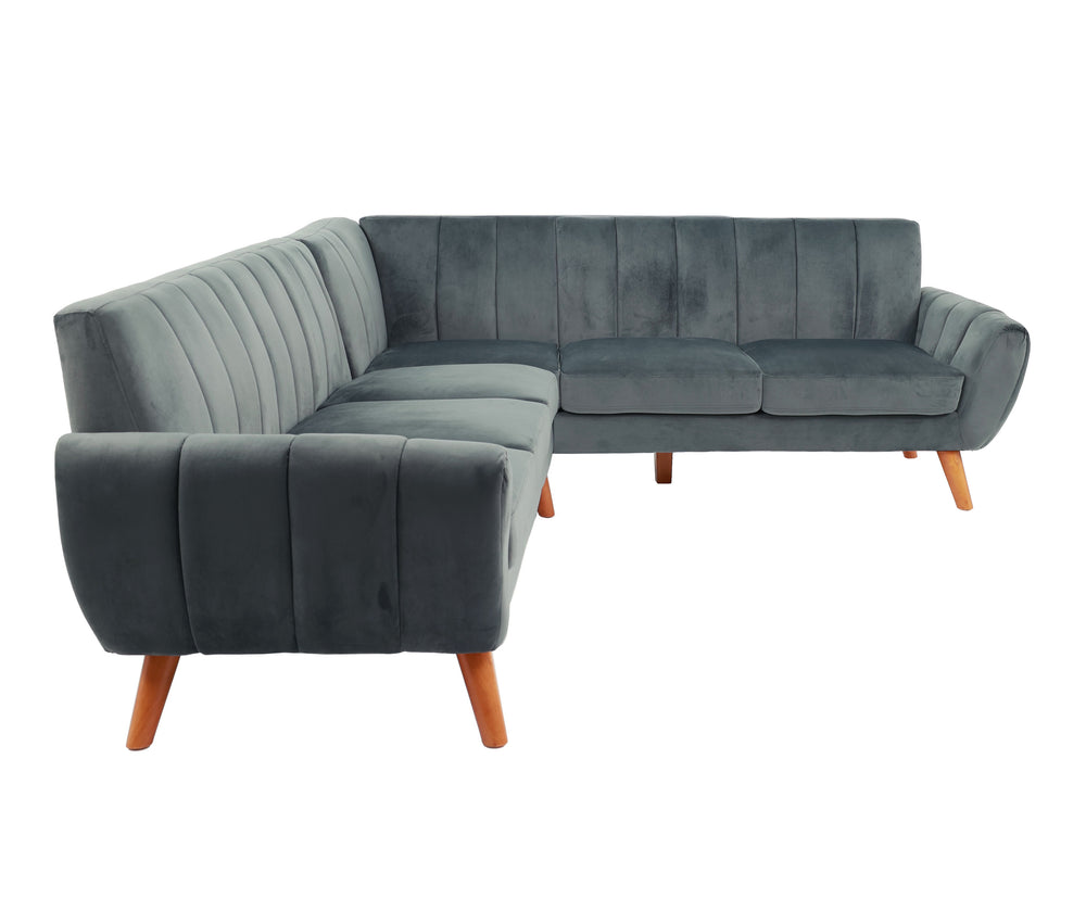 English Elm SECTIONAL Plush Velvet 2-Piece Sofa Set with RAF Chaise and Solid Wood Frame, Spacious Comfort Dark Gray 85 L x 33 W x 26 H B089S00163